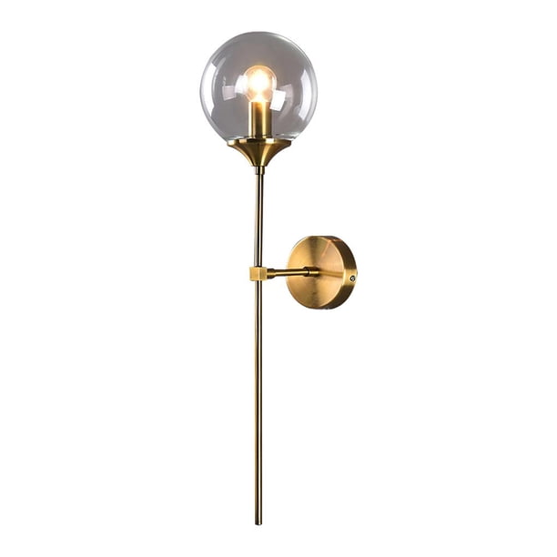Toystoory Lámpara de pared compacta LED Luz de pared simple moderna con brazo dorado largo para dormitorio Sala de estar Café Iluminación y accesorios transparente Toystoory HA027218-01