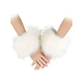 thumbnail image 2 of Deago Women's Winter Faux Fur Wrist Cuffs Fox Furry Bands Arm Warmer, White, 2 of 9