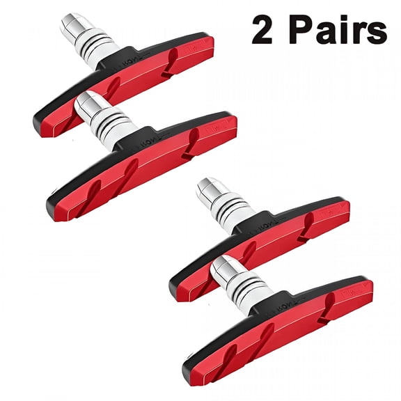 MELIVO 4PCS Bike Brake Pads, Professional Mountain Bicycle V-Brake Pads, Bike Brake Blocks, Black Red