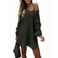 thumbnail image 3 of Sweaters for Women Cable Knit V Neck Solid Color Long Sleeve Casual Loose Fit Soft Pullover Tops Army Green XXXL, 3 of 7