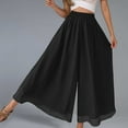 thumbnail image 2 of Huowey Women's Pants Casual High Waist Palazzo Pants Flowy Beach Trousers Summer Comfortable Elastic Waist Wide Leg Chiffon Outfit, 2 of 5