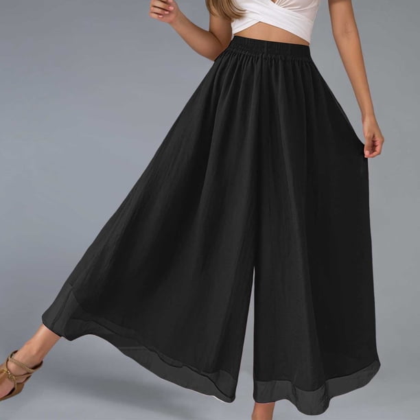 WILLBEST Pantalones Casuales para Mujer, Pantalones Holgados de Cintura Alta y Lisos, Diseño de Encaje Acampanado para Un Estilo y Comodidad Sin Esfuerzo. XXXL