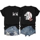thumbnail image 1 of Camisetas de Manga Corta para las Mujeres Carta Impresa Doble Cara Suelta Tee, Casual Vintage Verano Top Mujeres, 1 of 3