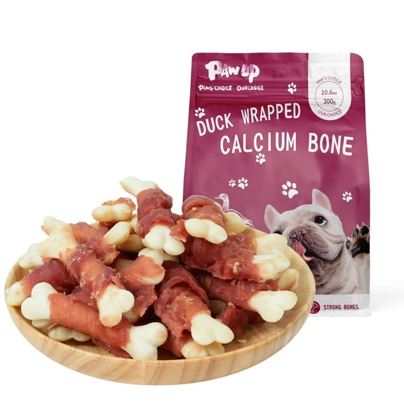 PAWUP Duck Wrapped Calcium Bone Dog Treats, Dog Bones Rawhide Free, Dog Teeth Cleaning Chews for All Dogs, 10.6oz