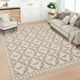 thumbnail image 3 of Yesurprise 9'x12' Floral Printed Area Rugs for Living Room, Bedroom, Dining Room - Washable, Geometric Border, Non-Slip, Butterflies Pattern, Camel Color, 3 of 8