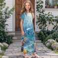 thumbnail image 3 of Uourmeti Ocean Dolphin Print Girls Maxi Dresses Short Sleeve Round Neck Flowy Holiday Long Dress with Pockets Cute A-Line Clothes, Size 11-12 Years, 3 of 7