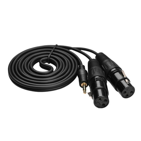 GoolRC 3.5mm to Dual XLR Cable Female 18 Inch to 3-Core Double XLR Audio Cable 4.9Ft TRS Audio Adapter Stereo Microphone Cable