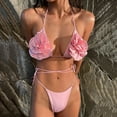 thumbnail image 6 of 1 Set Bikini Set 3D Rose Decor Halter Neck Lace-up Soft Quick Dry Padded Wireless Beachwear Hot Spring Bathing Suit Summer Vacation Beach Swimsuit, 6 of 7