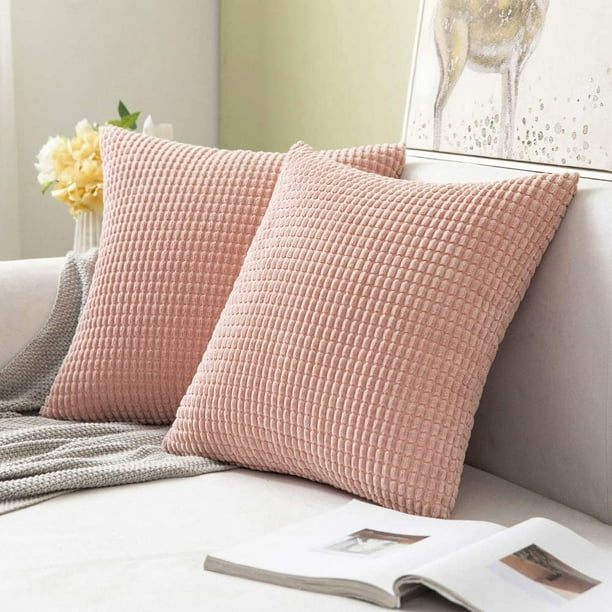 Decorx Pack Of 2 Decorative Throw Pillow Covers Soft Corduroy Solid Cushion Case Light Pink Cases For Couch Sofa Bedroom Car 22 X Inch 55 Cm Com Decorative Throw Pillow Covers, Light Pink Pillow Covers