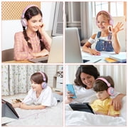 NewBee Kids Headphones with Microphone, HD Stereo, Safe Volume Limit 85dB/94dB, Eco-Friendly, Foldable, Adjustable Headband, 3.5mm Jack for Girls/PC/Mac/Tablet (Pink)