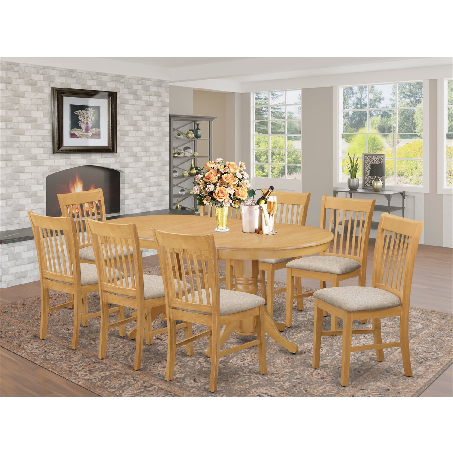 East West Furniture 9Piece Kitchen Table and 8 Chairs Set
