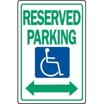 HY-KO HW-32 Parking Sign, Rectangular, RESERVED PARKING, Green Legend, White Background, Aluminum