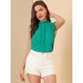thumbnail image 2 of Blusa elegante Sin mangas Allegra K Vintage 1950 volantes Verde viridiano L, 2 of 6