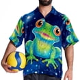 thumbnail image 4 of Starry Sky Frog Men's Casual Poplin Button Down Short Sleeve Shirts for Summer Beach - Unisex, 4 of 6