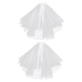thumbnail image 3 of STRANDCHIC 2Pcs White Bridal Veil Wedding Headdress Elegant Fabric Veils for Brides Shoulder Length, 3 of 6