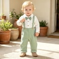 thumbnail image 2 of RMGVDSD Baby Boy Clothes Suit Long Sleeve Dress Romper Bodysuit Suspender Pants Gentleman Wedding Outfits Formal Set 12-18 Months, 2 of 8
