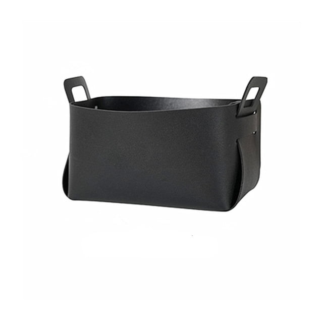 Bearachild Cesta de almacenamiento Organizador de cuero con asa Soporte decorativo Contenedor Caja Desmontable Cosmético Papelería Decoración Almacenamiento y organización del hogar Negro S Bearachild HA067449-12