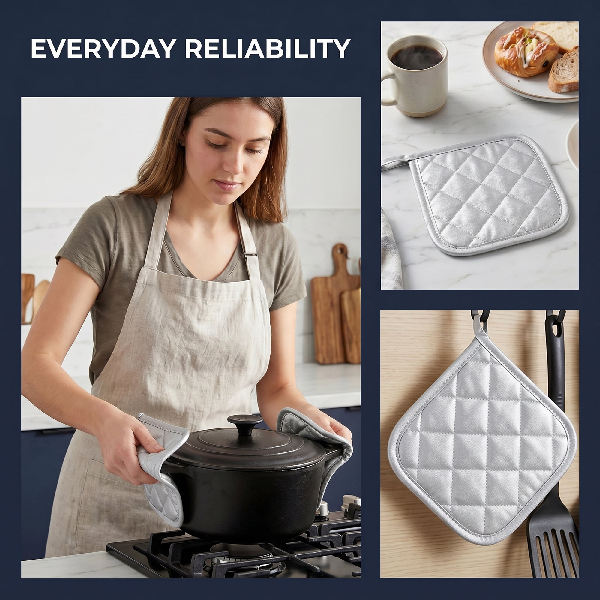 Unique Bargains Pot Holders, Heat Resistant Trivets for Cooking and BBQ Silver 4Pcs