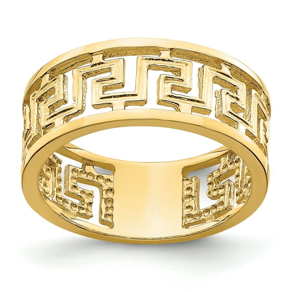 14K Polished Cut Out Greek Key Design Band R736