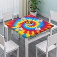 thumbnail image 3 of Colorful Tie Dye Mandala Pattern Square Fitted Tablecloth with Elastic Edge,Square Table Cover,Washable Elastic Table Cover for Home Kitchen Party Decor 36"x36", 3 of 6