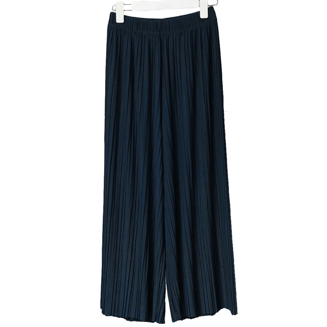 Pantalones sueltos de mujer de cintura alta plisados de verano pantalones largos casuales de color sólido Speravity FS11579-06