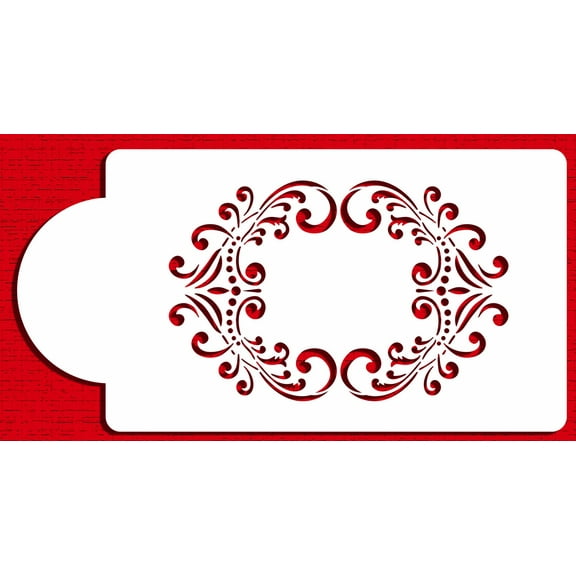 Designer Stencils Fleur De Lis Cake Stencil Top Tier, Beige/semi-transparent