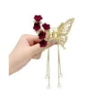 thumbnail image 5 of Mightlink Women Hair Claw Butterflies Decor Long Fringe Faux Pearls Hair Clips Girls Hairstyles Hair Decoration 1Pc, 5 of 6