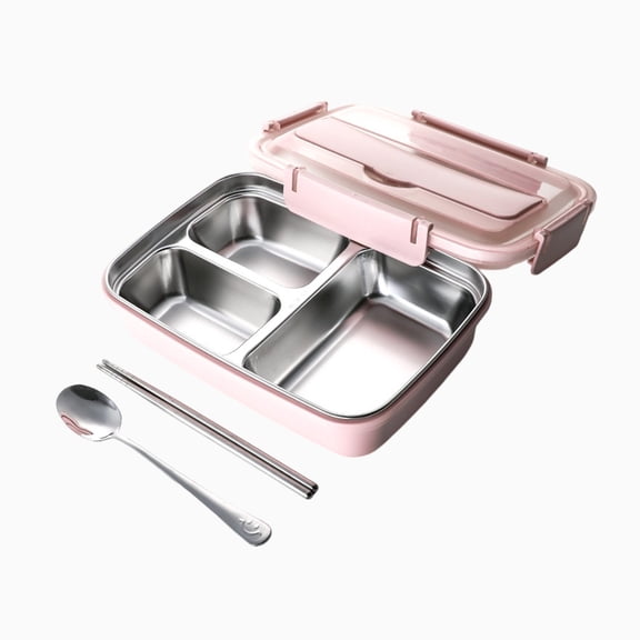 Nkmbld Lunch Box for Men, All-in-One Stainless Steel Bento Box Divided Food Storage Container, Multi-Compartment Leakproof Lunchbox, Microwave Safe