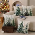 thumbnail image 4 of Christmas Pillow Covers 18x18 inch Set of 2 Watercolor Blue Green Christmas Tree Rustic Style Nature Forest Print Decorative Throw Pillows Winter Christmas Decor TH-32B18, 4 of 6