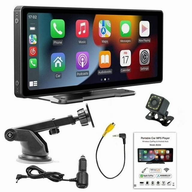 10.26" Dash Cam with Rear View Camera Carplay and Android Auto Voice Control Bluetooth WIFI 2.4G-5G FM