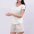 thumbnail image 4 of Annhoo Womens T Shirts Lightweight Stretchable V Neck Solid Color Loose Short Sleeve Tops Spring Summer Clothes, 4 of 5