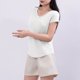thumbnail image 5 of Mujeres Manga Corta Tops Casual, Color Sólido Cuello en V, Camiseta Casa Blusas para Mujeres, 5 of 5