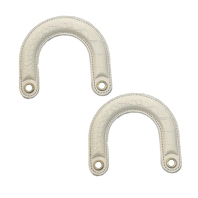 Wisewang 2 Pcs Poignées de Sac DIY Sac à Main en Forme de U Poignées en PU Blanc 12x11cm