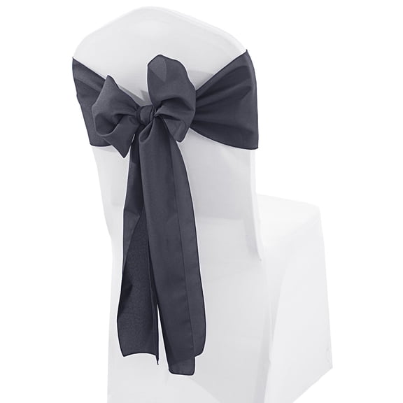 Wedding Linens Inc. (10 pcs) 8" x 108" Polyester Premium(200 GSM) Cotton Chair Sashes for Wedding, Events, Party Dcor use - Pewter / Charcoal