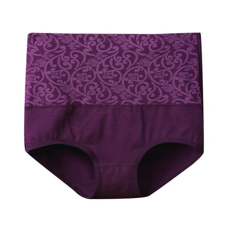 Akiihool Women s Panties Plus Size nderwear for Women Seamless High Cut Briefs Mid-waist Soft No Panty (Purple 3XL)
