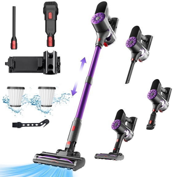 Amiluo Cordless Vacuum Cleaner, 38KPA 40Mins 2600mAh 6 in 1 Lightweight Stick Vacuum for Pet Hair/Carpet/Hard Floor/Dorm
