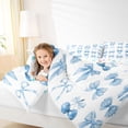 thumbnail image 3 of jejeloiu Kawaii Bow Tie 7pcs Bedding Comforter Set,Blue Cherry Print Queen Bedding Sets For Girls Teens Reversible, 3 of 7