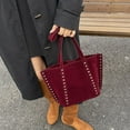thumbnail image 3 of SPEKSEE Women Faux Suede Rivet Tote Bag Solid Color Shoulder Bag Underarm Bag Handbag Large Capacity for Daily Travel, 3 of 18