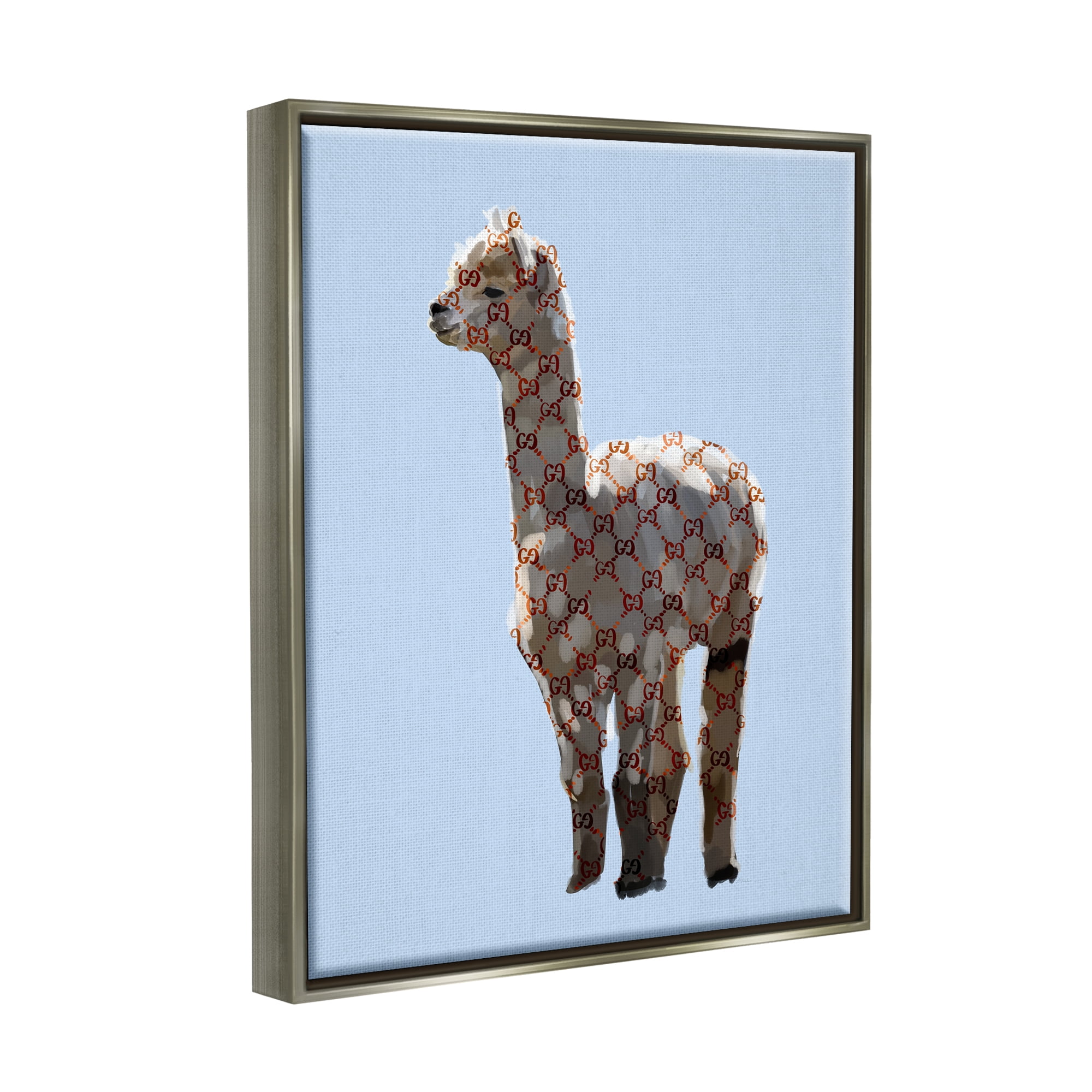 Stupell Glam Llama Fashion Pattern Symbol Animals & Insects Painting Gray Floater Framed Art Print Wall Art