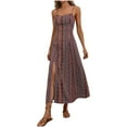 thumbnail image 4 of THDHVS Women's Casual Dresses,Fashion Womens Sundress Summer Floral Camisole Sleeveless Wrap V Neck A Line Midi Dress Red M, 4 of 6