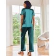 thumbnail image 4 of Ekouaer Silk Satin Pajamas Set Women Short Sleeve Sleepwear Soft Button Down Loungewear Pjs Set, 4 of 6