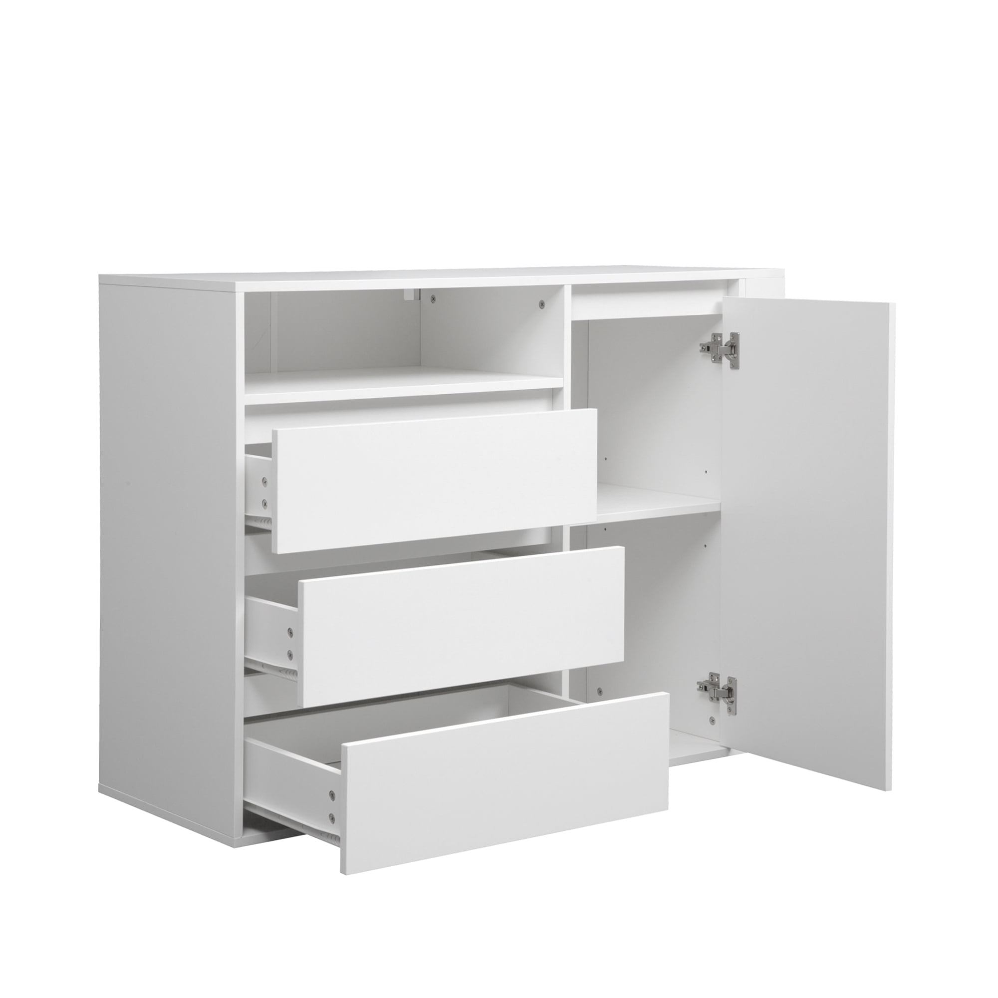 Kadyn Storage Cabinets with LEDs, 3 Drawer Sofa Side Cabinet, Chest of Drawers with Door, White Kadyn Storage Cabinets with LEDs, 3 Drawer Sofa Side Cabinet, Chest of Drawers with Door, White