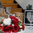 thumbnail image 3 of OULII 1Pcs Artificial Flowers Table Centrepiece Burgundy Lace Satin Wedding Decor 26.00X26.00X26.00Cm, 3 of 8