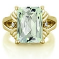 thumbnail image 2 of Gem Stone King 18K Yellow Gold Plated Silver Green Prasiolite and White Moissanite Engagement Ring for Women (6.63 Cttw, Gemstone Birthstone, Emerald Cut Checkerboard 14X10MM, Size 9), 2 of 5