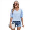 thumbnail image 2 of Camisa de Corta Abullonada para Mujer, Top de Verano, Azul , Talla S, 2 of 6