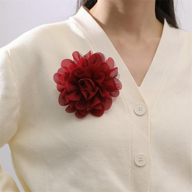 red flower pin for dress Rose Floral Brooch Pin for Women, Flower Pins for Clothes Delicate Elegant Flower Brooch Pin for Women Wedding Party Dance Banquet Dress Suit Ceremony