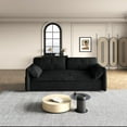 thumbnail image 6 of Tabaray 63.8" Futon Sofa Bed Queen Size, Pull Out Bed, 3-in-1 Convertible Sleeper Sofa with Side Pocket, Modern Plush Velvet Futon Couch for Living Room, Small Space, Apartment, Bedroom, Black, 6 of 9