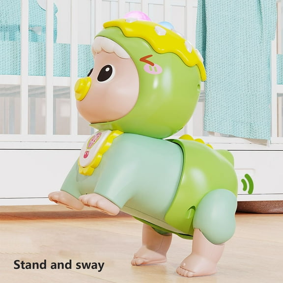 JMKQLZ Crawling Baby Toy with Music and LED Light, Funs Early Education Dolls Toy for 0-6 6-12 12-18 36 Months Walking Birthday Gift