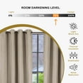 thumbnail image 3 of Linen Insulated Energy Efficient Blackout Grommet Curtain Panel Set for Privacy, 52" x 108", Frosted Almond by Blue Nile Mills, 3 of 8