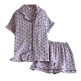 thumbnail image 3 of MKLEKYY Conjunto De Pijama Corto De Crepé Para Mujer, De Verano, Fino, Suave, Con Solapa Y Manga Corta, Ideal Para El Hogar, 3 of 3